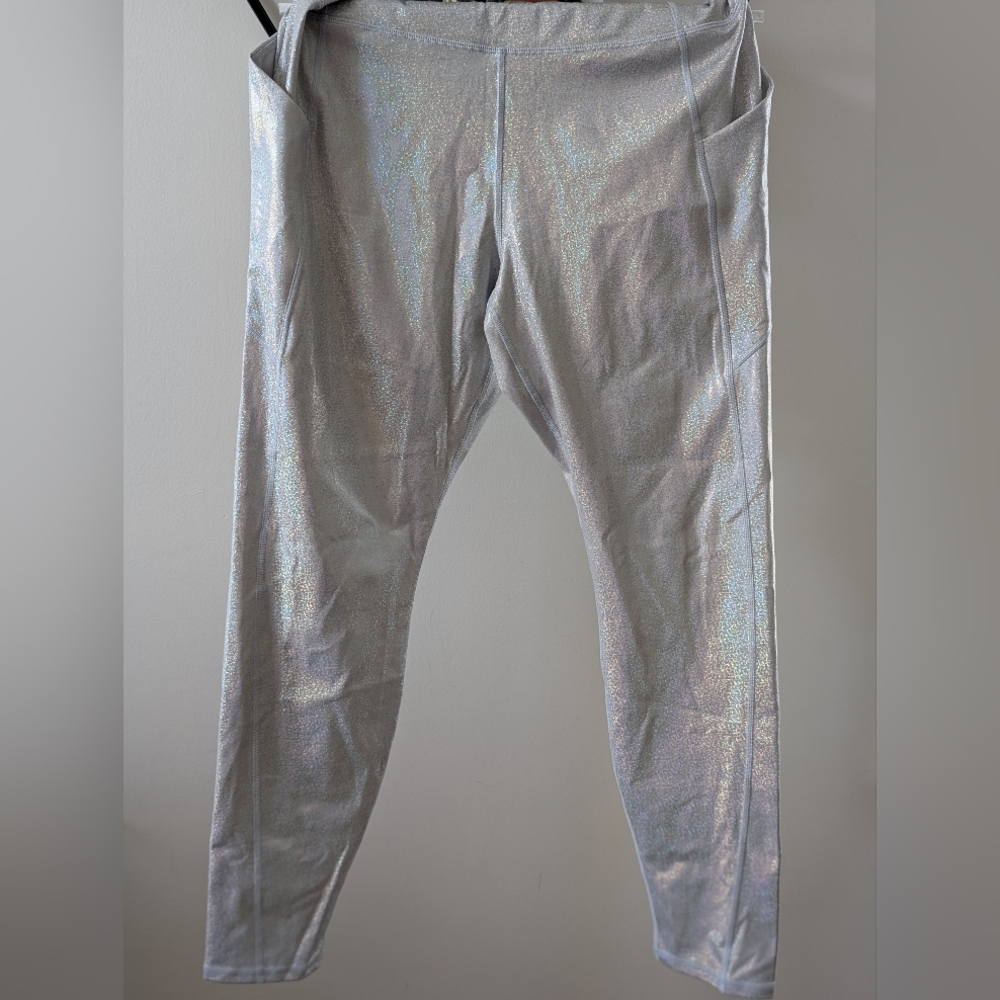Fabletics Holographic Silver Leggings